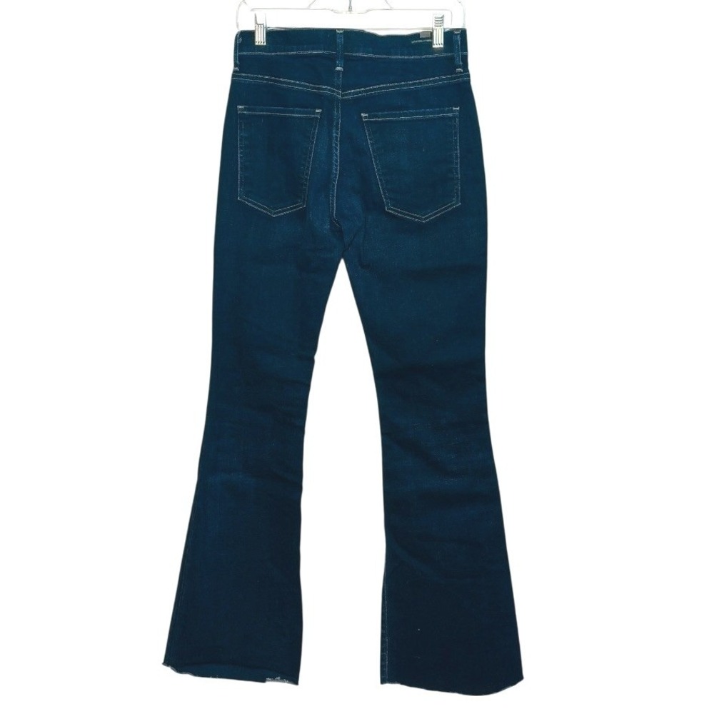 Citizens of Humanity Dark Wash Jeans Fleetwood High Rise Flare Raw Hem Boho 27‎